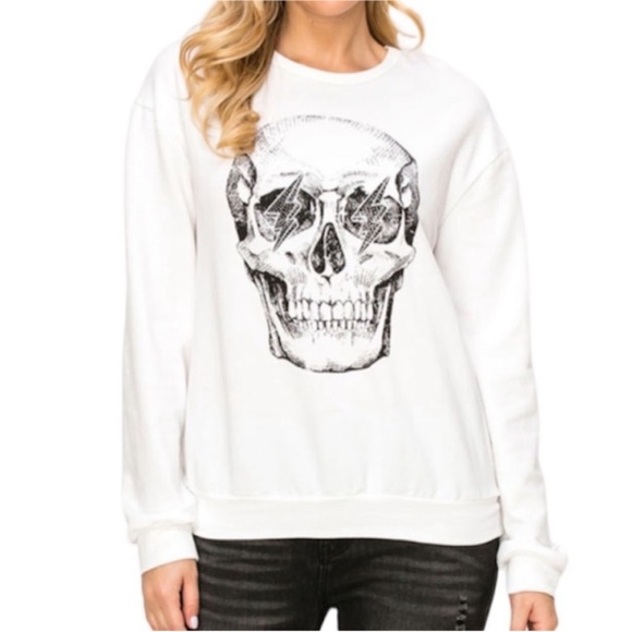 Vocal Tops - VOCAL crystal skull rock roll sweatshirt L